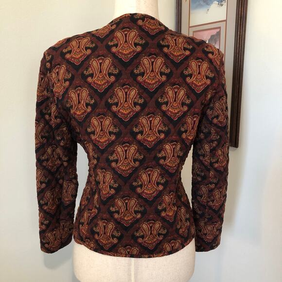 VTG 90s Susan Bennett Tapestry Paisley Jacket Baroque Boho Western Blazer Small - Picture 5 of 9